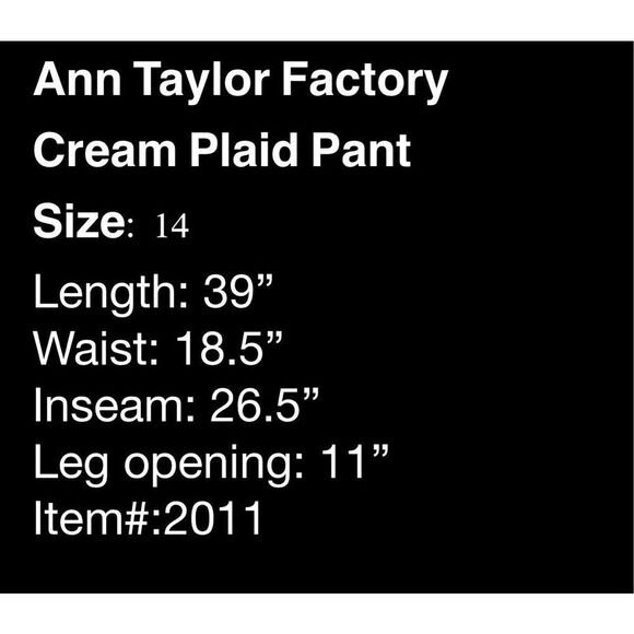 Ann Taylor Factory cream plaid dress pants- size 14 - Picture 7 of 7